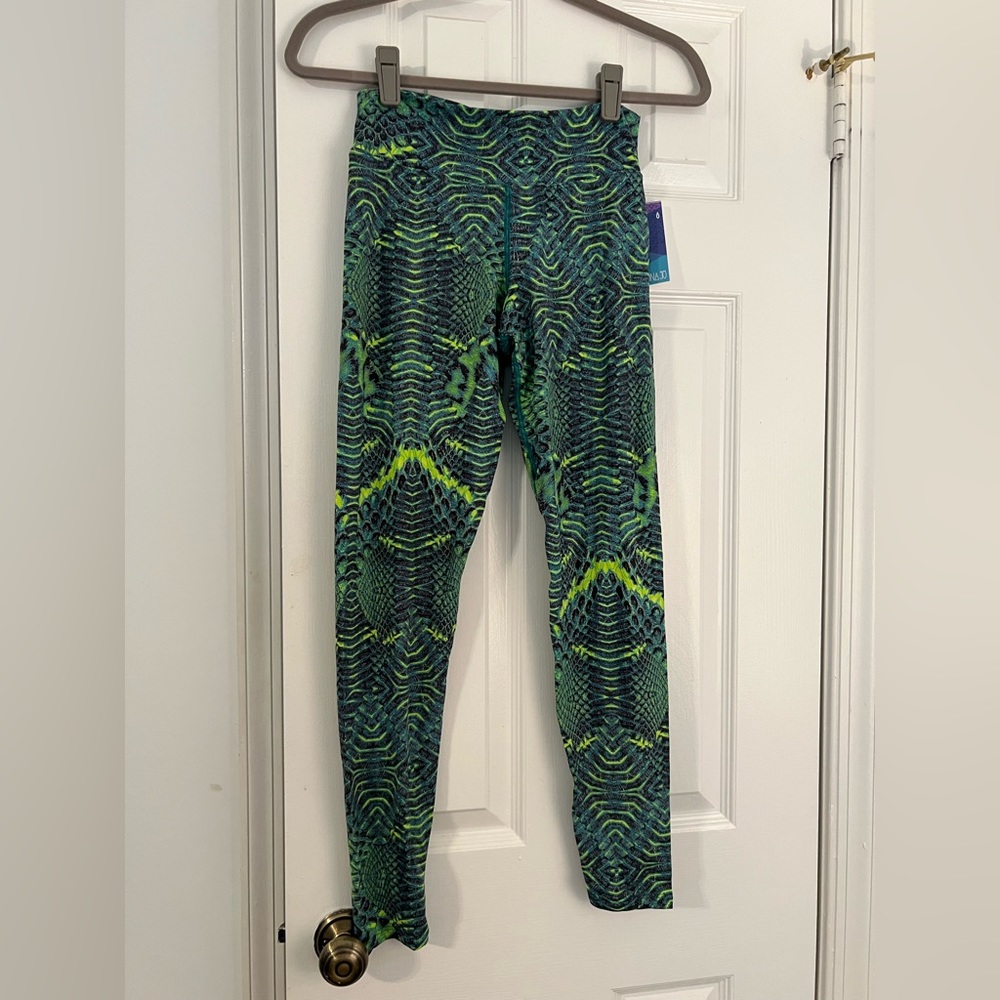 Brand NEW with tags Donna Jo Size 2 (Large) Python Leggings Green Blue Black